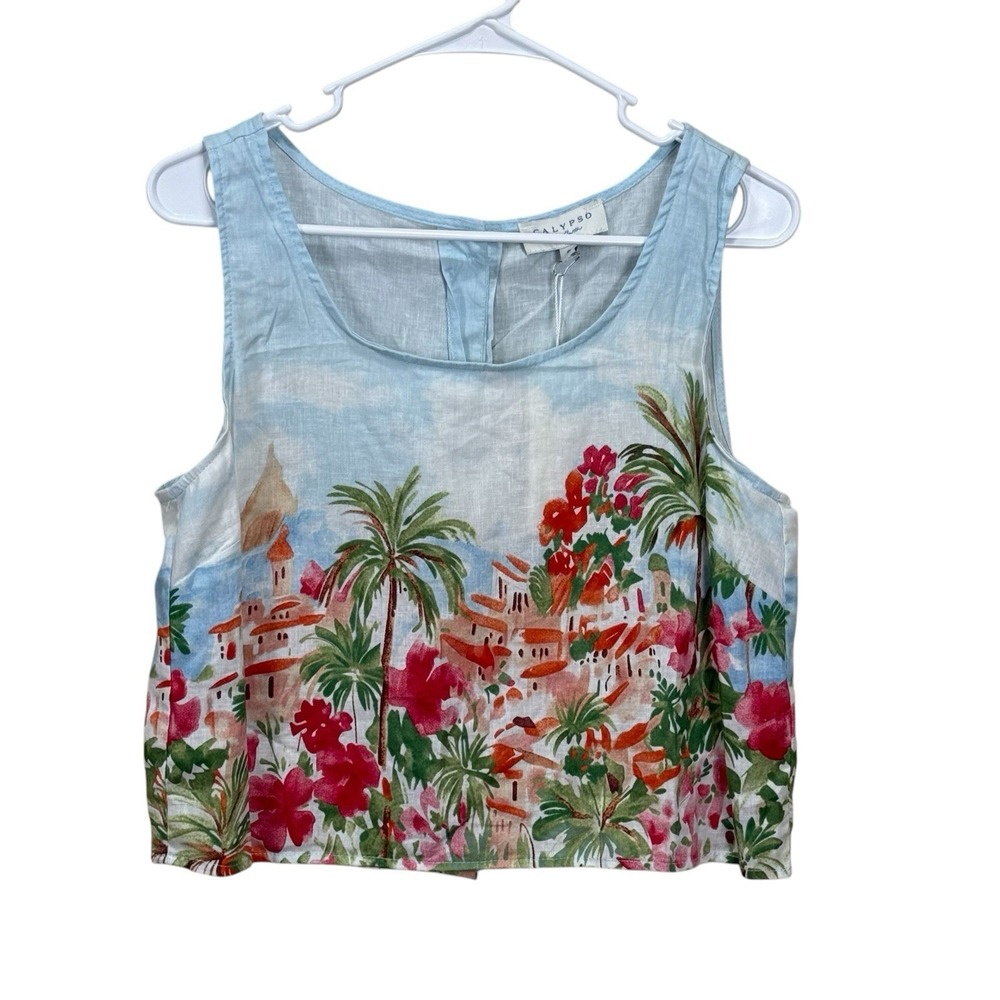 CALYPSO ST. BARTH Tops Size S Picturesque Print Colourful Linen&Rayon WMNS NWT